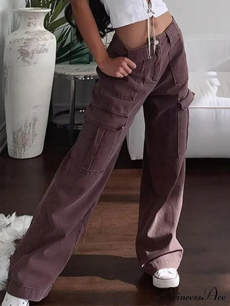 High Waist Graceful Irregular Denim Skort Brown / Xl Jeans