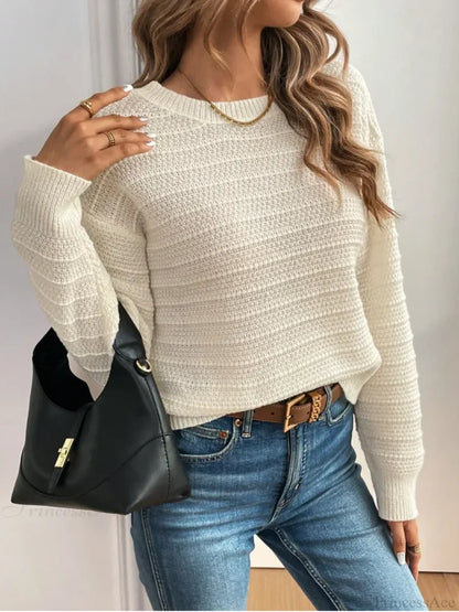 Hollow Bow Striped Long Sleeve Sweater
