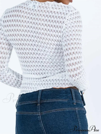 Hollow Out Irregular Hem Retro Ruched T-Shirts
