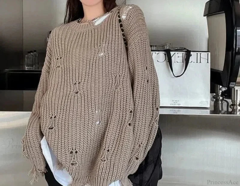 Hollow Out Lazy Style Pullover Sweater