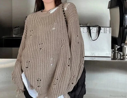 Hollow Out Lazy Style Pullover Sweater