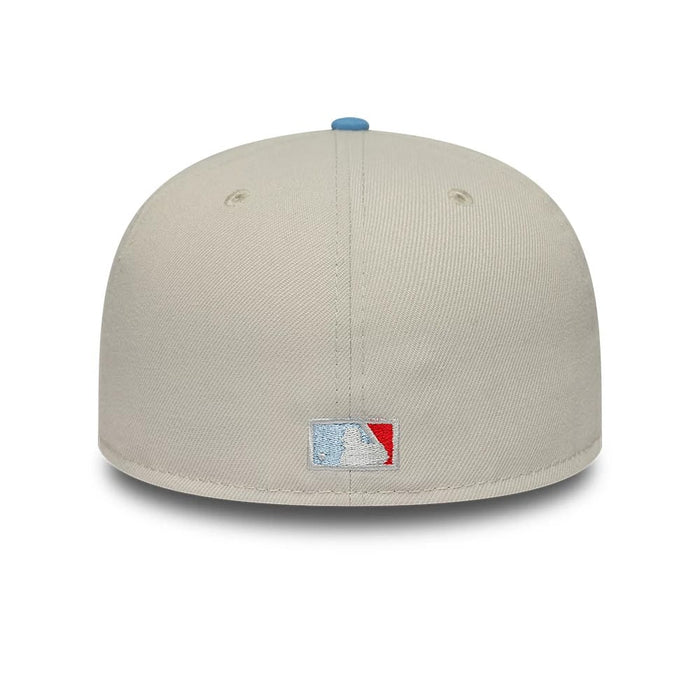 Pictured is this MLB Cooperstown Houston Astros 59FIFTY Fitted cap in beige & blue. 5