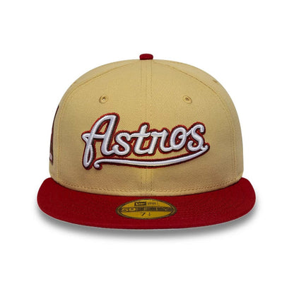 Pictured is this MLB Vegas Houston Astros 59FIFTY Fitted cap in gold. 3