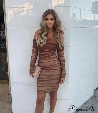 Iyana Elegant Midi Dress Brown / Xs