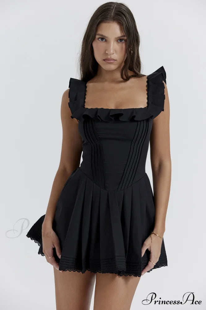 Jemima Black Pin Tuck Pleated Dress | Dress In Beauty