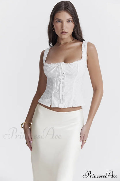 Juana White Stylish Broderie Anglaise Top