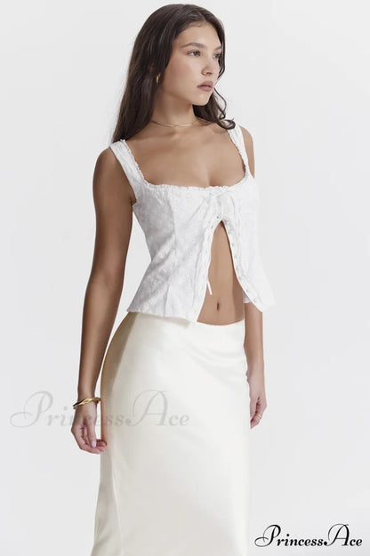 Juana White Stylish Broderie Anglaise Top