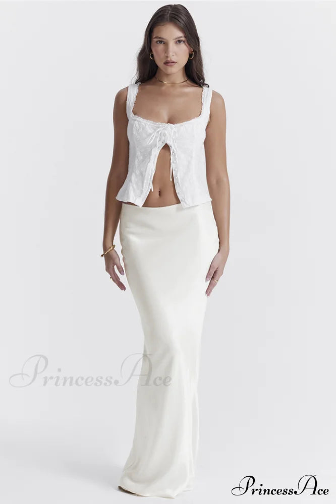Juana White Stylish Broderie Anglaise Top