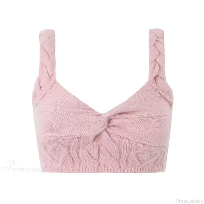 Knit Diamond Pink Cardigan Pink3 / S Cardigan-241208