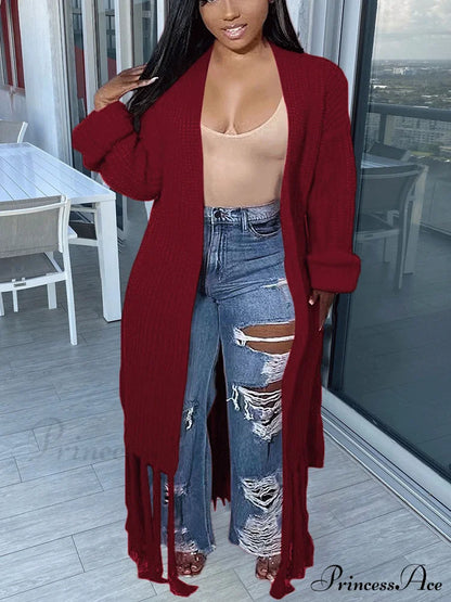 Knit Slit Graceful Turtleneck Sweaters Coats & Jackets