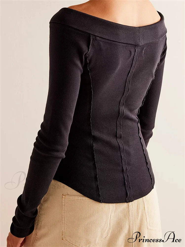 Knitted Patchwork Solid Color Long Sleeve Double Zip Up T-Shirts
