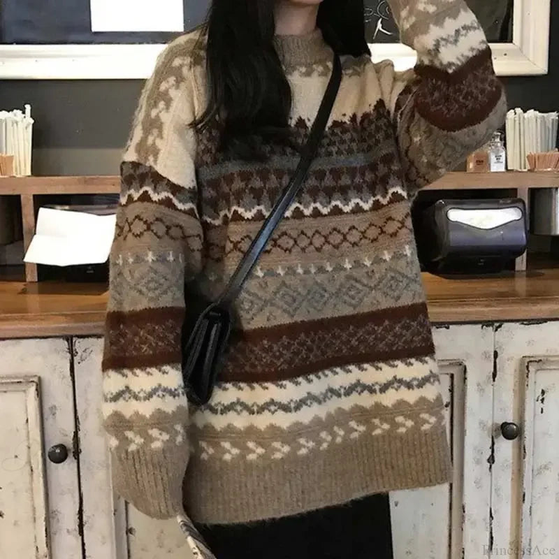Korean Style Striped Loose Pullover Sweater