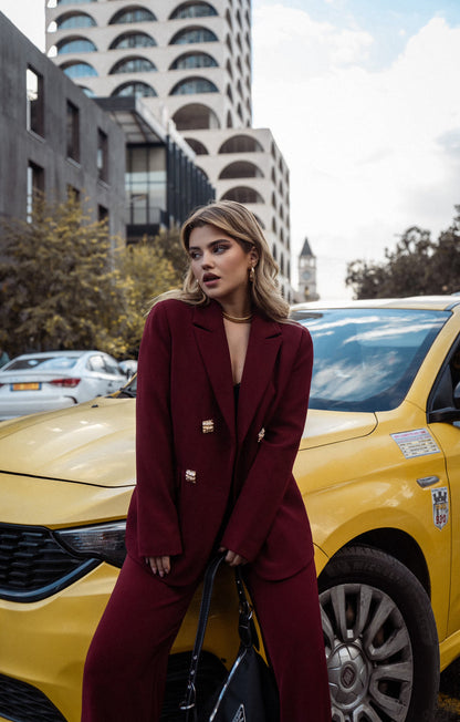 KOSTUM KLASIK BURGUNDY