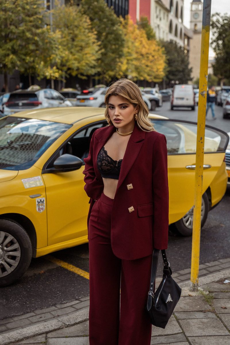 KOSTUM KLASIK BURGUNDY