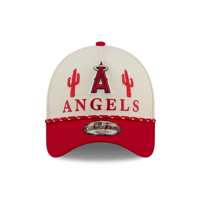 Pictured is this MLB Rope LA Angels 9FORTY A-Frame cap in red. 3