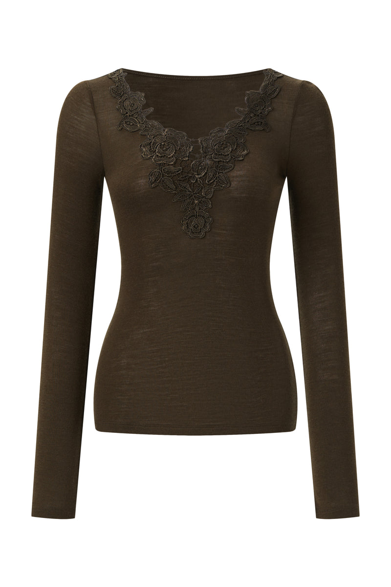 Lace bloom knit top