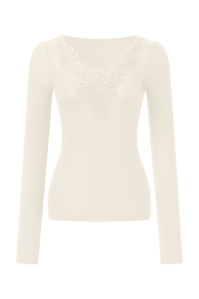 Lace bloom knit top