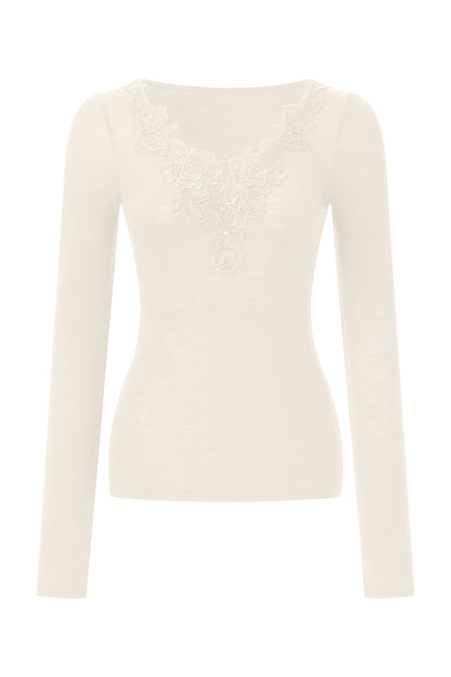 Lace bloom knit top