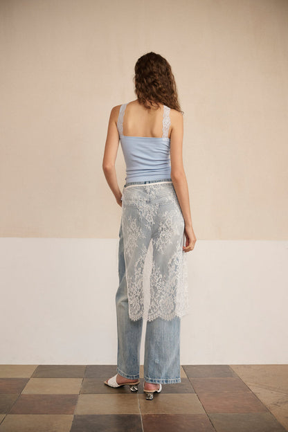 Lace neck tube top