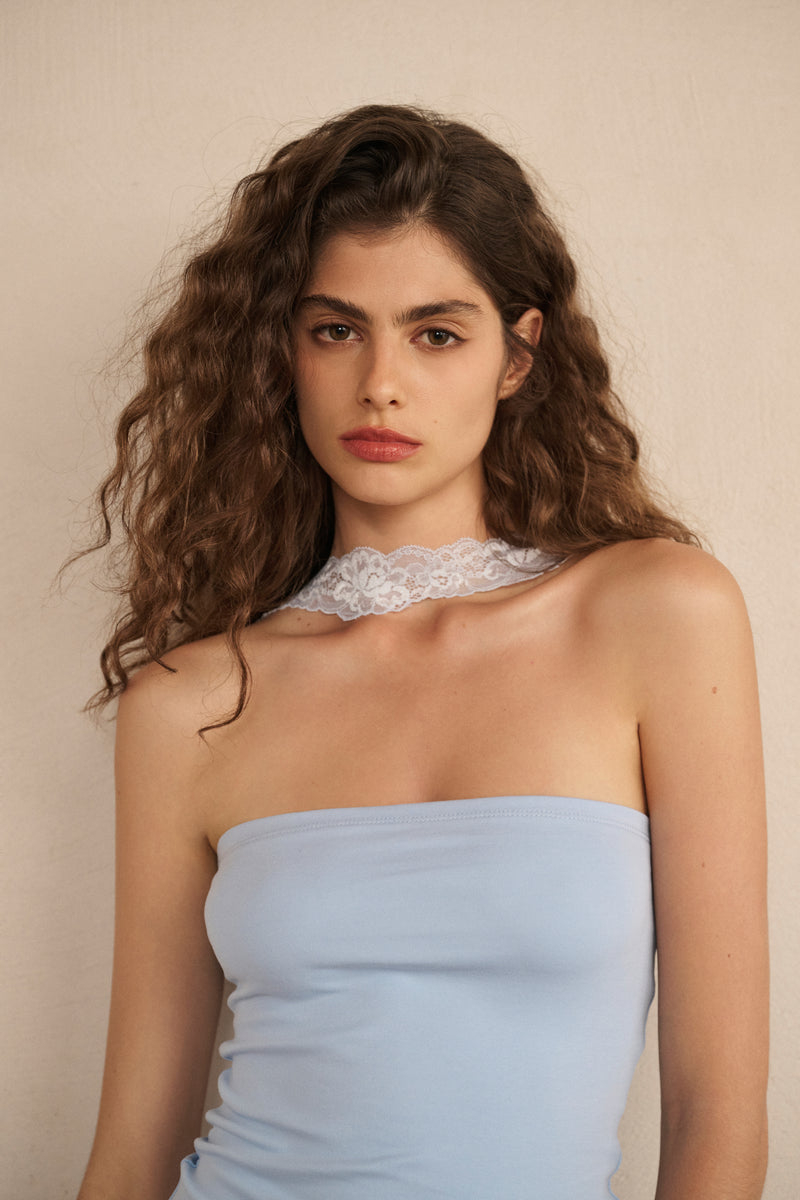 Lace neck tube top