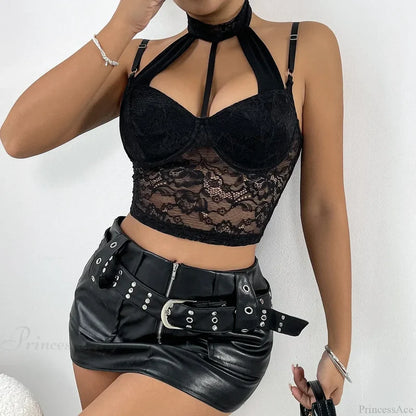 Lace Push-up Hollow Mesh Slim Bustier Crop Top croptop-250126