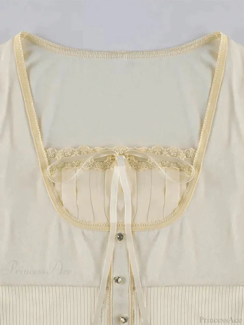 Lace Trim Padded Trendy Ribbed Crop Cami Top Sweaters