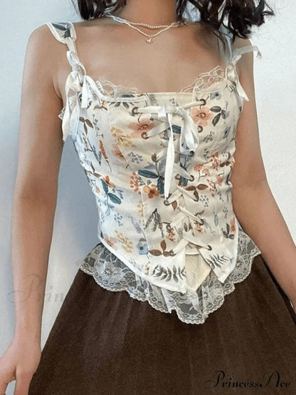 Lace Up Floral Trendy Black Mini Dress Tops&Tees