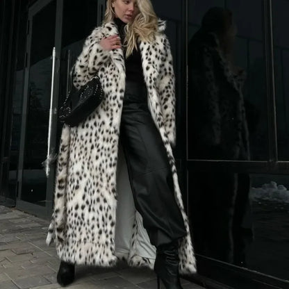 Lace-Up Grey Woolen High Collar Overcoat Leopard print / S
