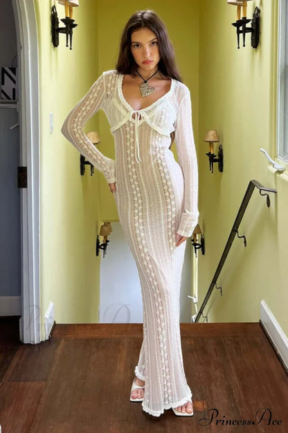 Lace V Neck Slit Two-Piece Dress | Dress In Beauty