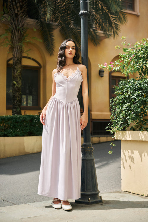 Lace V-neck maxi dress