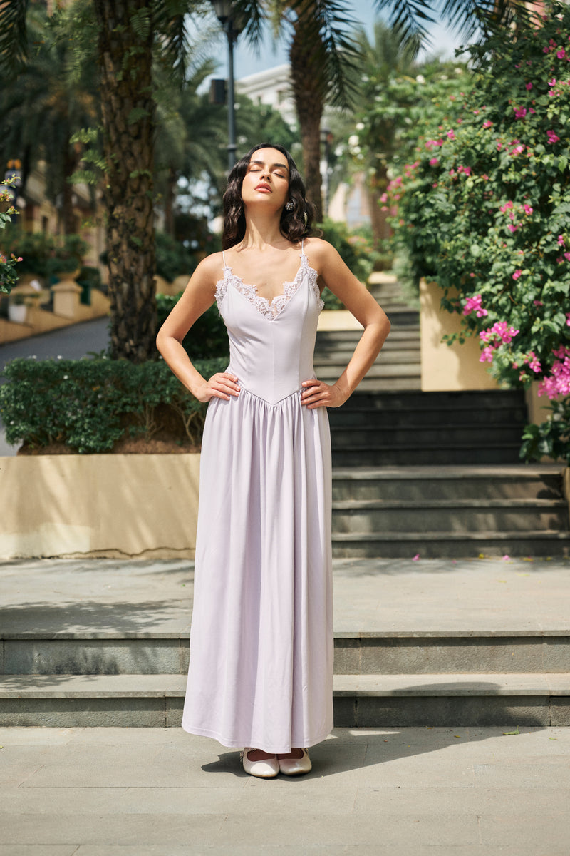 Lace V-neck maxi dress
