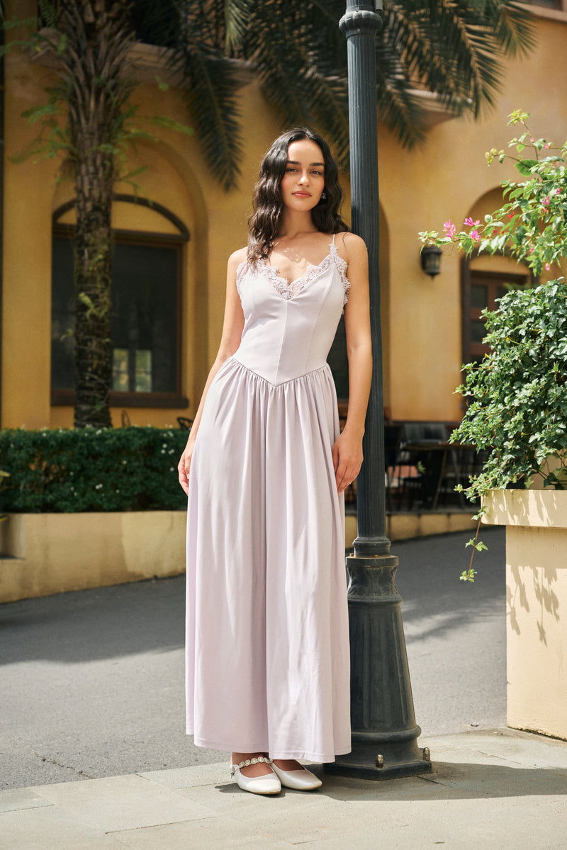Lace V-neck maxi dress