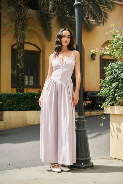 Lace V-neck maxi dress
