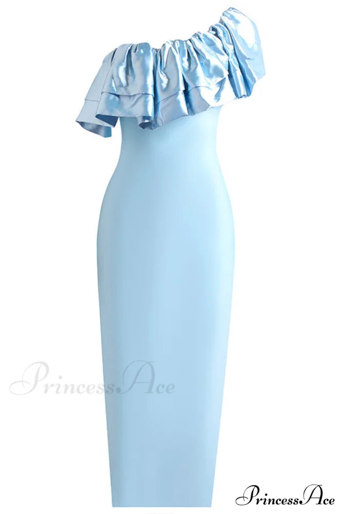 Lakelynn Ruffle Stylish Blue Maxi Dress