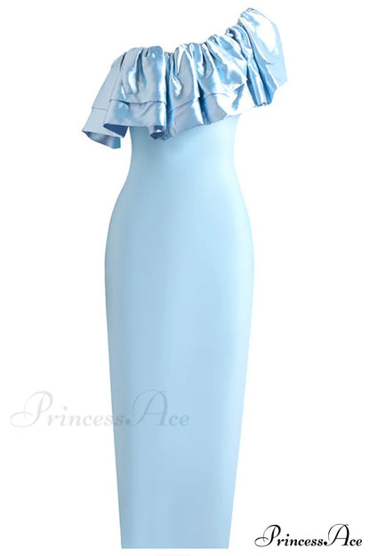 Lakelynn Ruffle Stylish Blue Maxi Dress