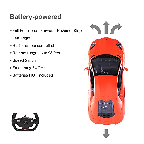 RASTAR RC Lamborghini Toy Car, 1:14 Lamborghini Aventador LP700-4 Remote Control Car, Working Lights - Orange - Voltz Toys
