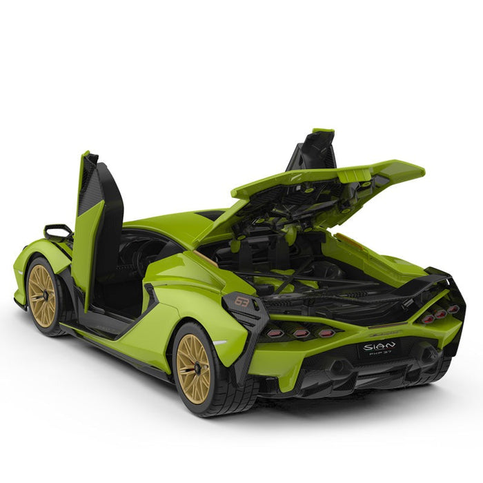 Lamborghini Sian 1/18 Scale DIY Building Kit Licensed with Remote Control and Customization Stickers by Rastar, 72pcs