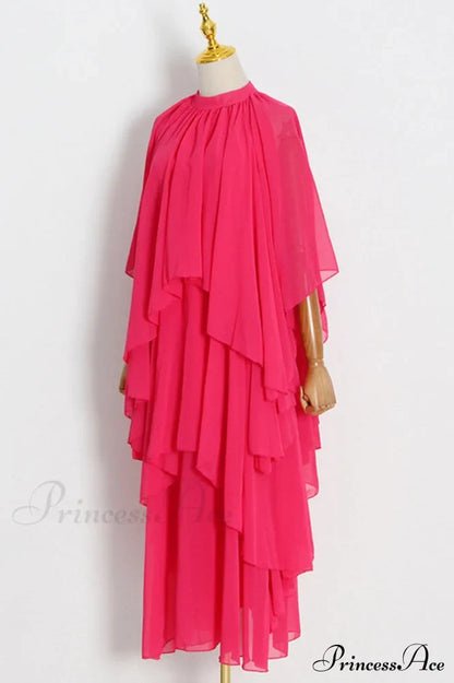 Layered Elegant Silk-Georgette Gown
