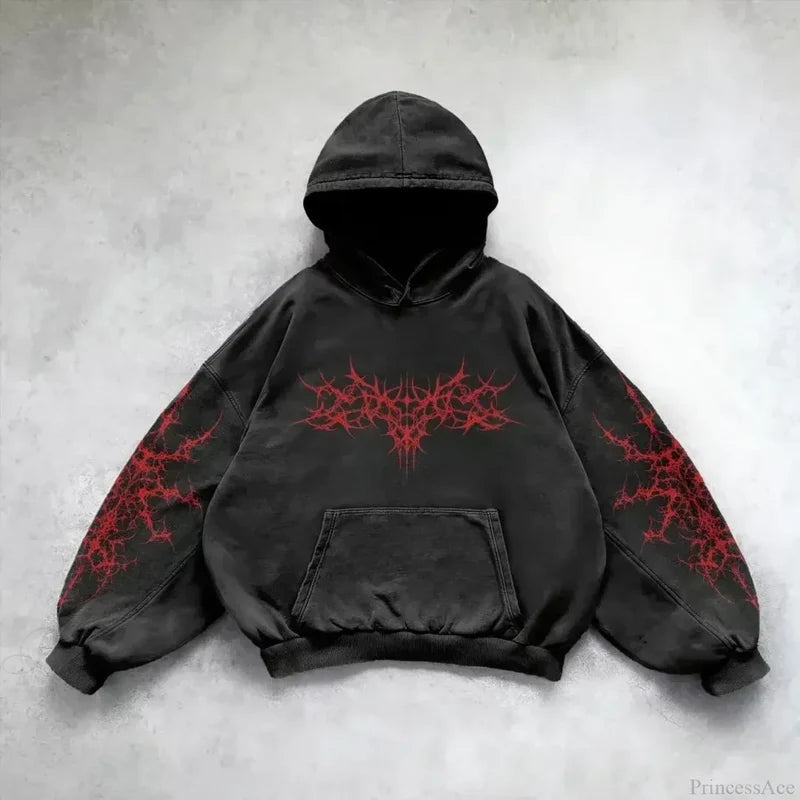 Leaf Camouflage Loose Sweatshirt Hoodie black 1 / M