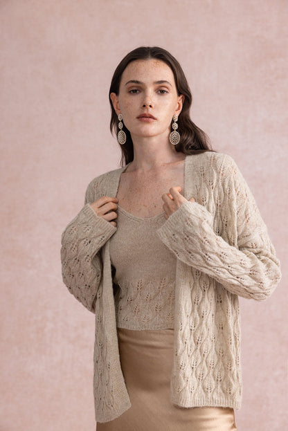 Leaf knit two-piece set