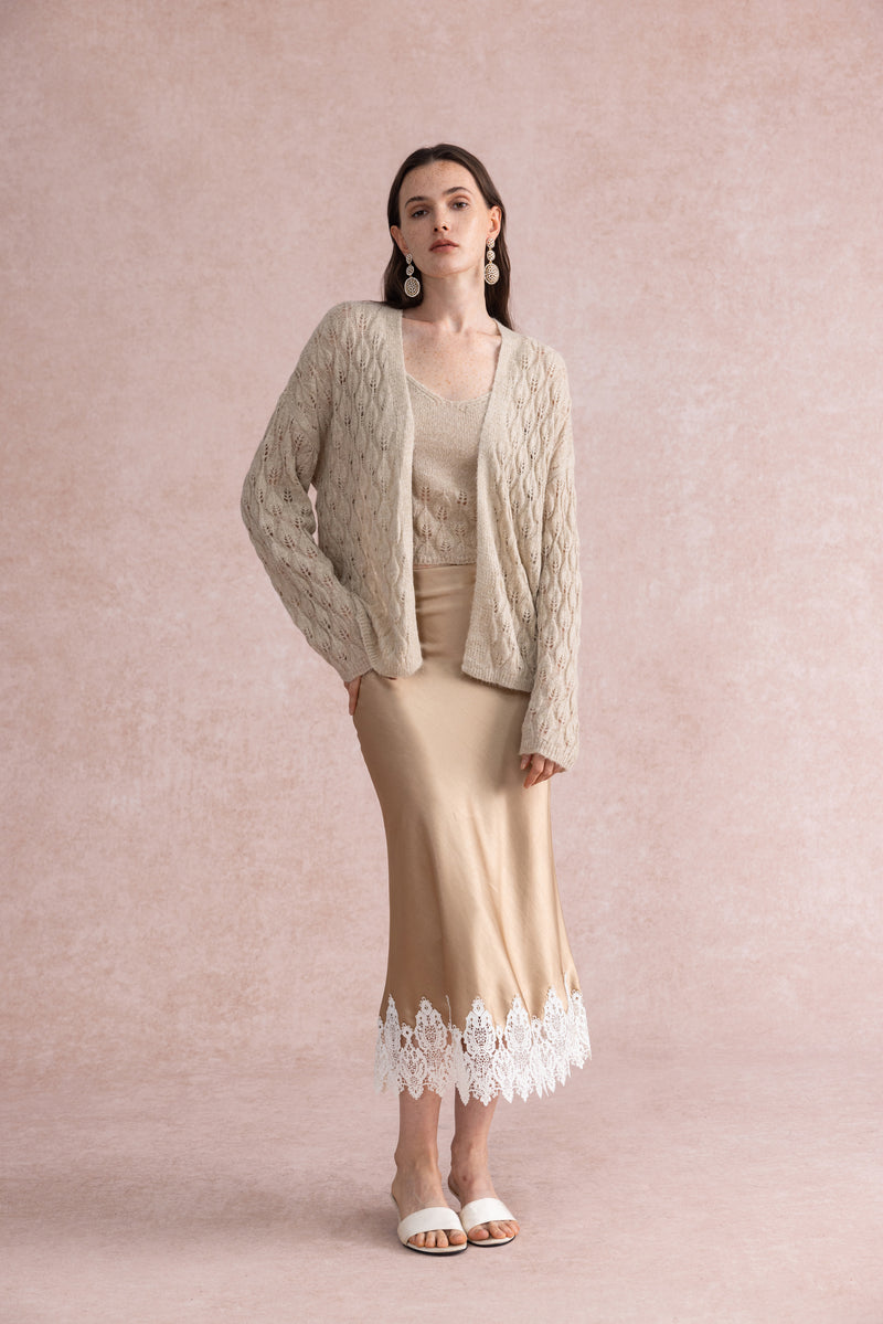 Leaf knit two-piece set