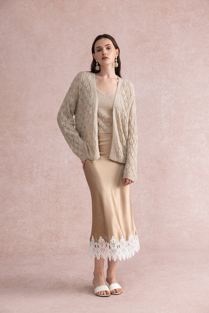 Leaf knit two-piece set