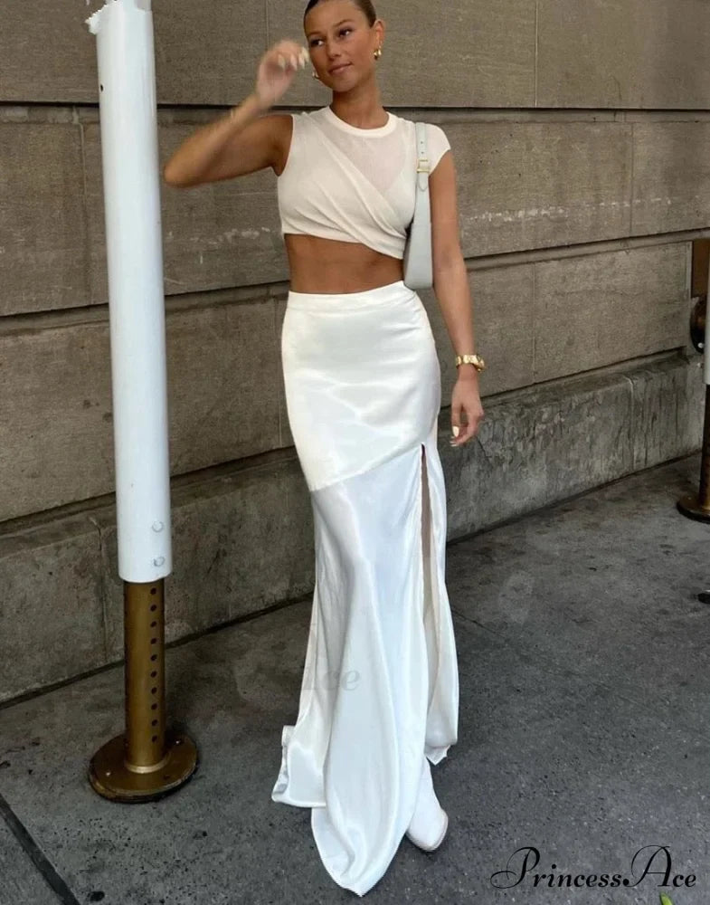 Leiki Elegant Maxi Skirt White / L