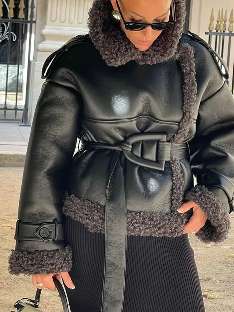 Leopard Faux Mink Fur Winter Overcoat