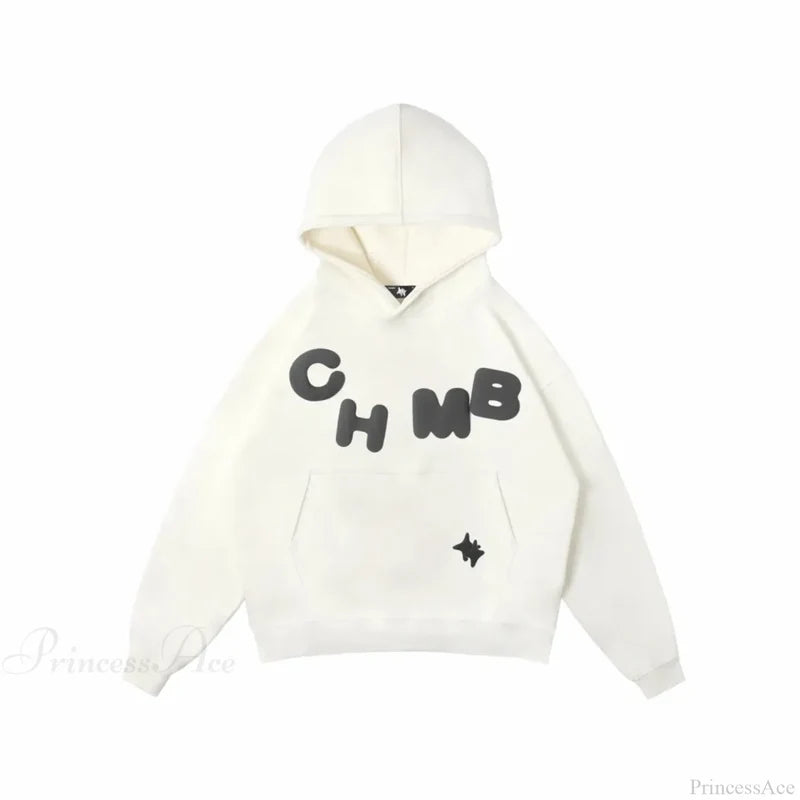Letter Graphic Oversized Hoodie white 2 / S