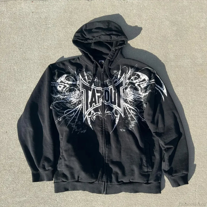 Letter Graphic Retro Hoodie black 3 / S
