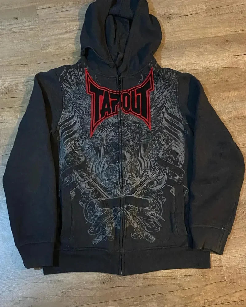 Letter Graphic Zipper Hoodie black 3 / S