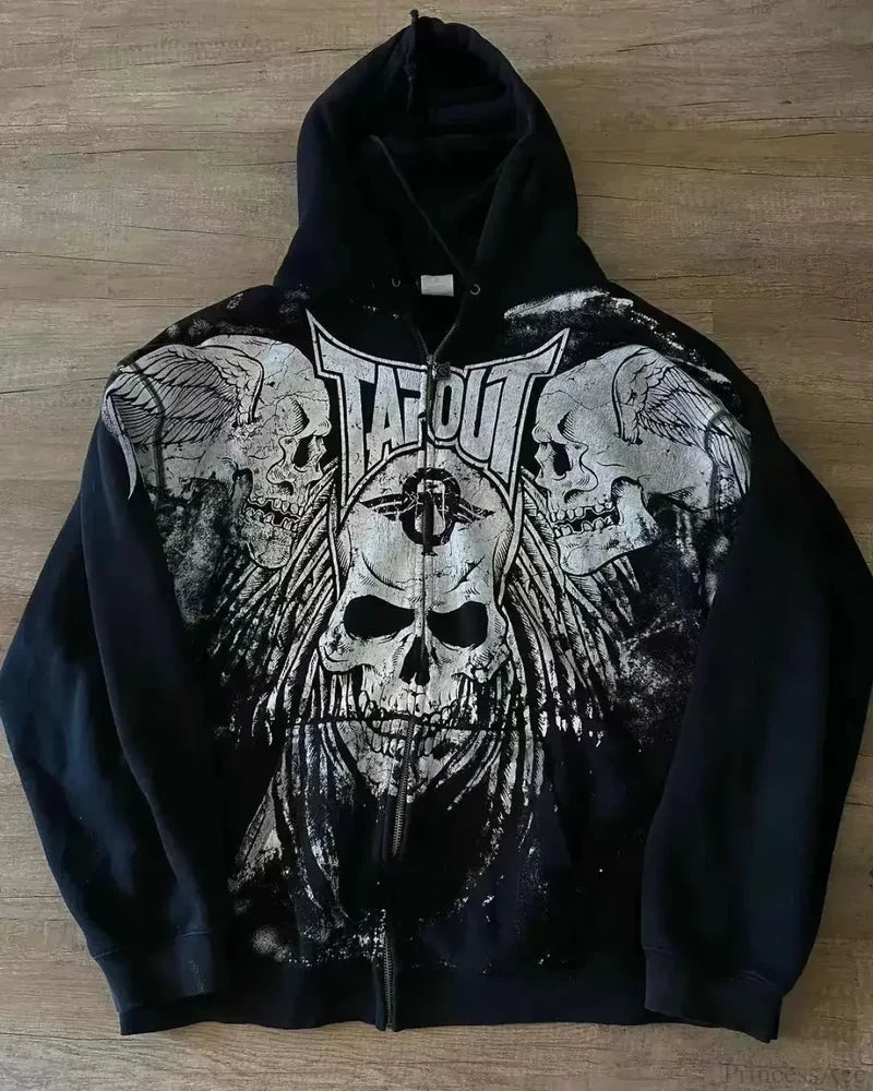 Letter Graphic Zipper Hoodie black 6 / S