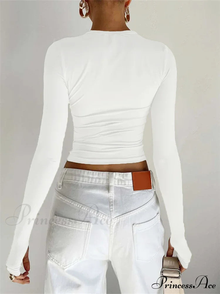 Long Sleeve Casual Pullover Thumb Hole Base T-Shirts