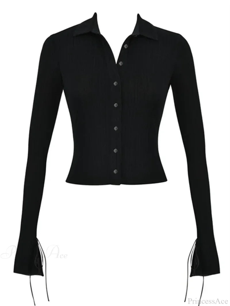 Long Sleeve Casual Turn-Down Collar Button-Down T-Shirts